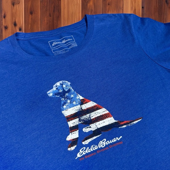 Eddie Bauer Women’s Dog Flag Tee – Blue Graphic T-Shirt – Size L - Picture 3 of 3